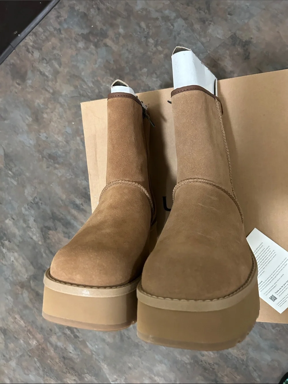 UGG Women’s CITYFUNC Chestnut Suede Mid-Calf Zip Boots BRAND NEW BOX AUTHENTIC